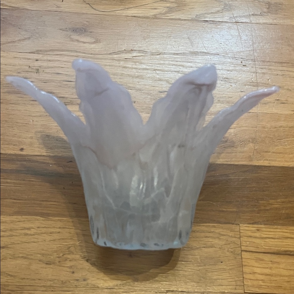 Pale pink Frosted Glass Vase / vessel / votive candle holder